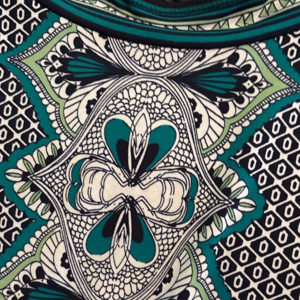 Max Studio Teal & Navy Patterned Midi Shift Dress - Picture 3 of 5